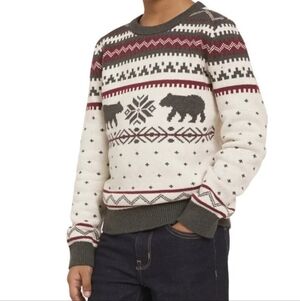 Lands' End Winter Nordic 100% Cotton Sweater Size Medium 10-12 Christmas
